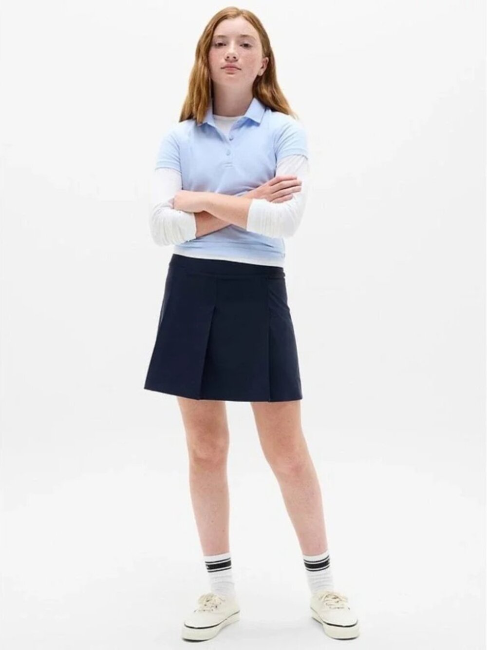 Girl's J. Crew Crewcuts Navy Blue Pleated Uniform Tech Skirt 16 NWT